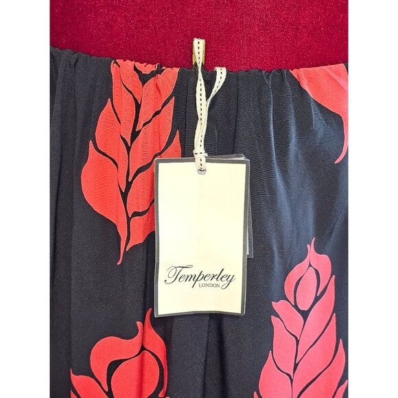 NWT Temperley London Women's Red Black Floral Silk Halter Neck Dress Size 6 2338 - Picture 10 of 13